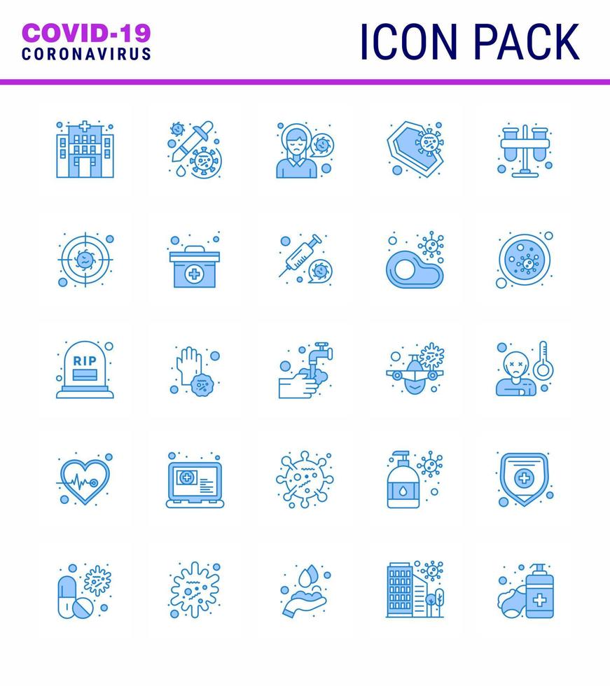 25 coronavirus nödsituation iconset blå design sådan som skalle död huvud coronavirus virus infektion viral coronavirus 2019 nov sjukdom vektor design element