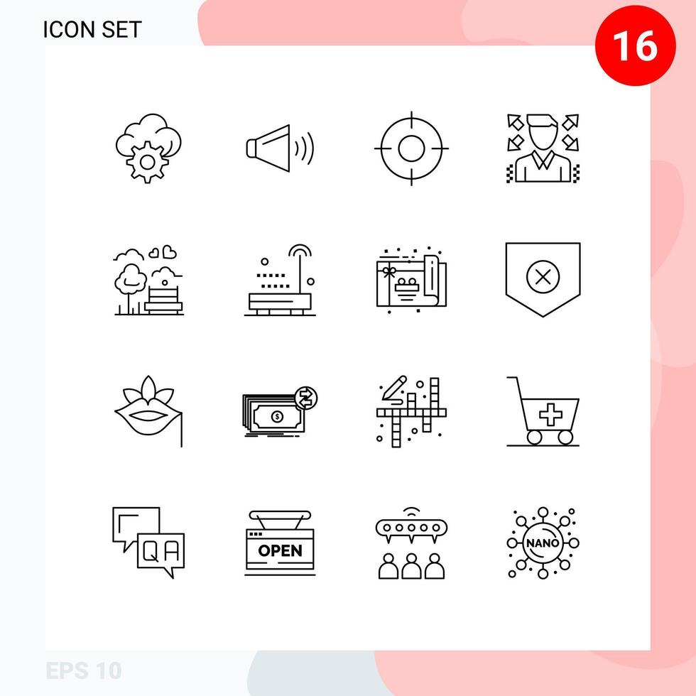 16 kreativ ikoner modern tecken och symboler av bänk parkera grundläggande profil affärsman redigerbar vektor design element
