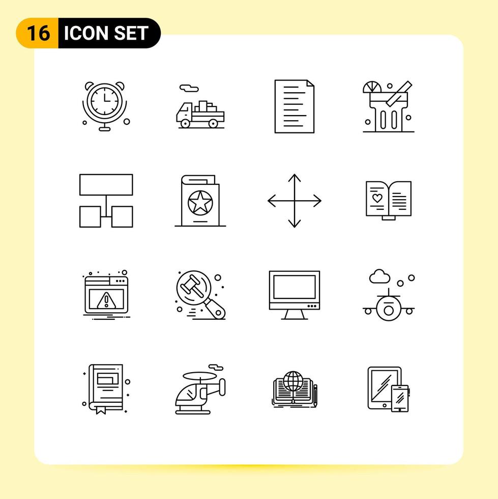 stock vektor ikon packa av 16 linje tecken och symboler för kostym strukturera html webbplatskarta mat redigerbar vektor design element