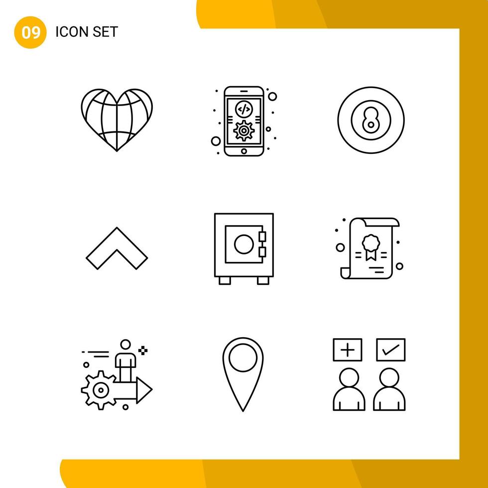 9 Icon Set Line Style Icon Pack Umrisssymbole isoliert auf weißem Hintergrund für responsives Website-Design vektor