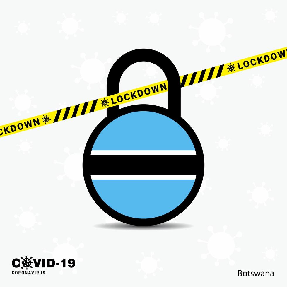 botswana lock down lock coronavirus pandemie bewusstseinsvorlage covid19 lock down design vektor