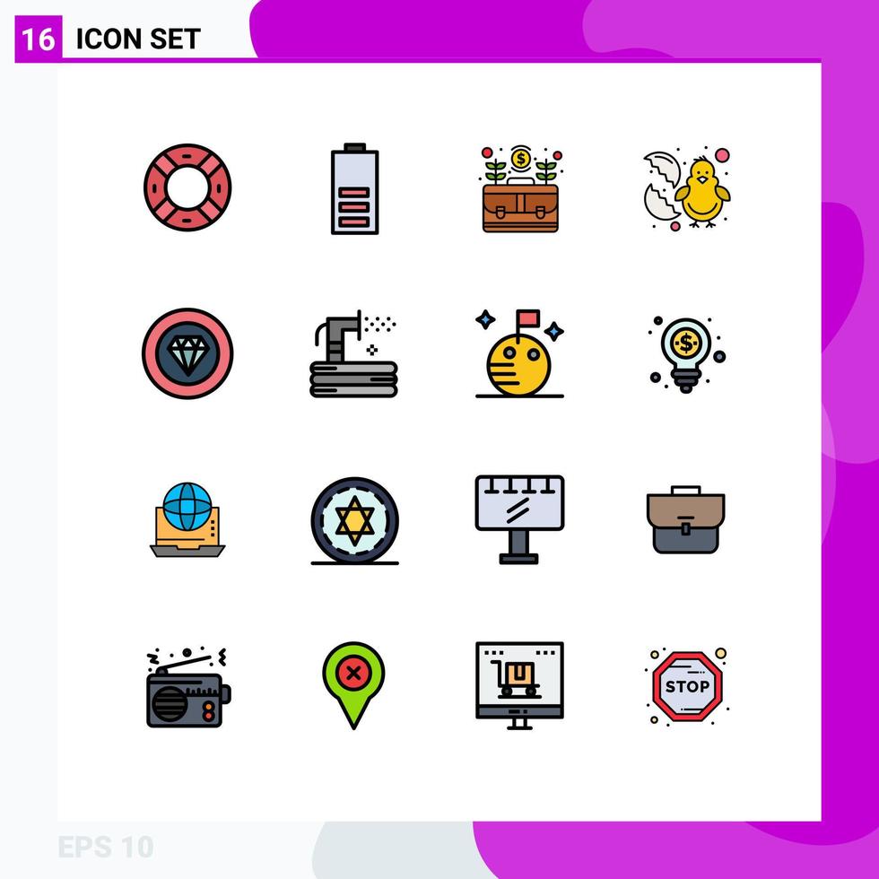 uppsättning av 16 modern ui ikoner symboler tecken för Lycklig kyckling halv bebis pengar redigerbar kreativ vektor design element