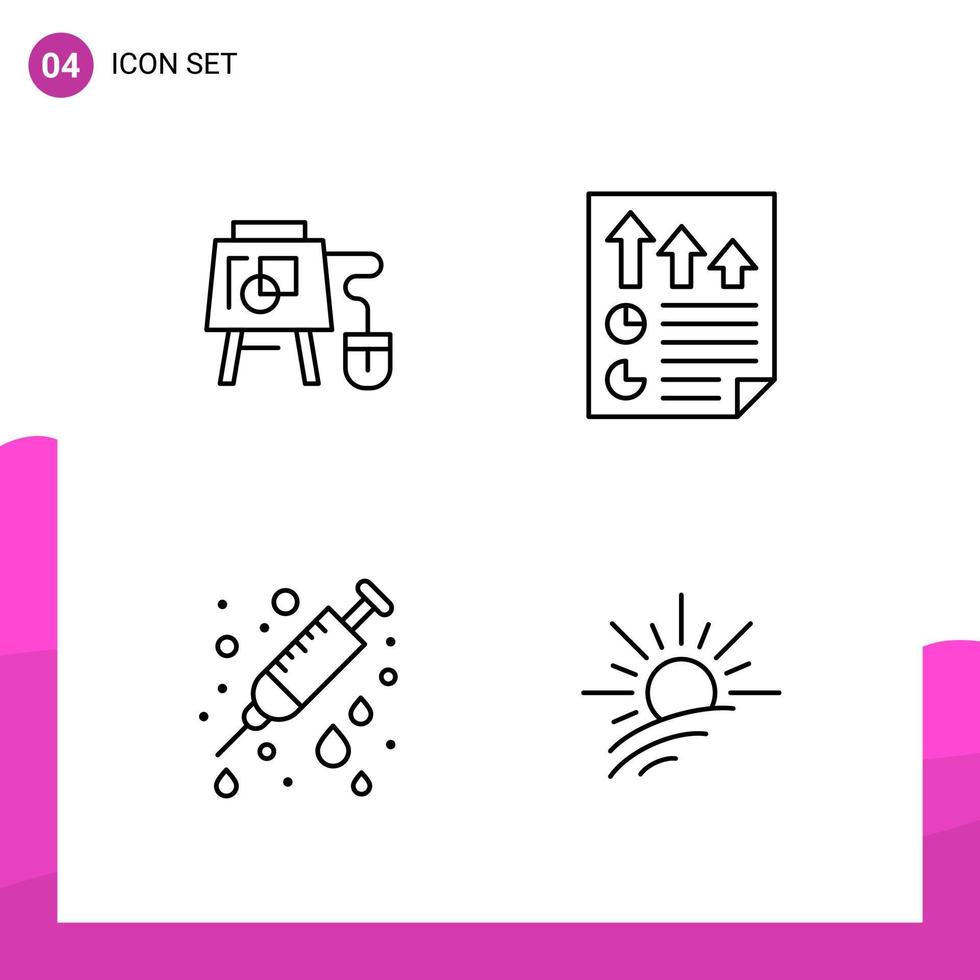 Umriss-Icon-Set Packung mit 4 Zeilensymbolen isoliert auf weißem Hintergrund für ansprechendes Website-Design, Druck und mobile Anwendungen, kreativer schwarzer Symbol-Vektorhintergrund vektor