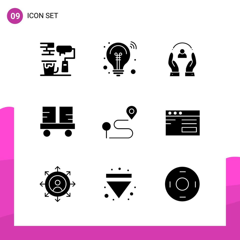 Glyph-Icon-Set Packung mit 9 soliden Icons isoliert auf weißem Hintergrund für reaktionsschnelles Website-Design, Print und mobile Anwendungen, kreativer schwarzer Icon-Vektor-Hintergrund vektor