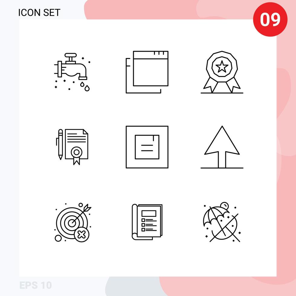 9 kreative Symbole, moderne Zeichen und Symbole von Cursor-Popup-Belohnungslayoutdokumenten, editierbare Vektordesign-Elemente vektor