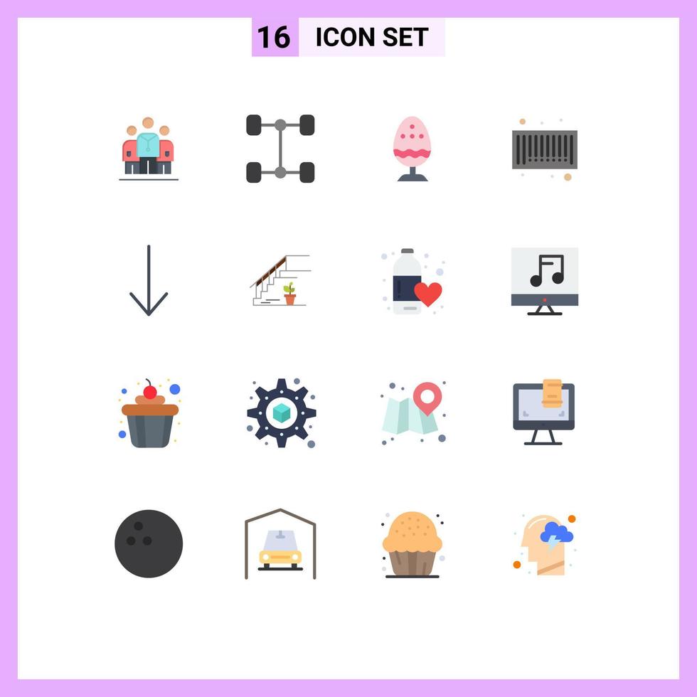 16 flaches Farbkonzept für mobile Websites und Apps im Obergeschoss nach unten Osterpfeil-Barcode editierbares Paket kreativer Vektordesign-Elemente vektor