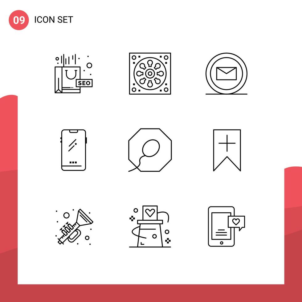 9 universelle Gliederungszeichen Symbole von Spermien iphone E-Mail Android Smartphone editierbare Vektordesign-Elemente vektor