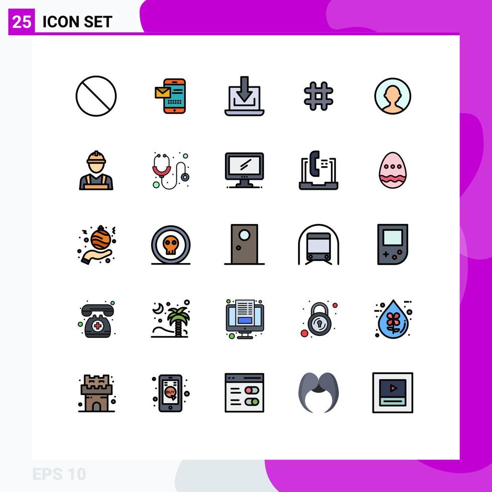 uppsättning av 25 modern ui ikoner symboler tecken för användare Twitter bärbar dator PIP Följ redigerbar vektor design element