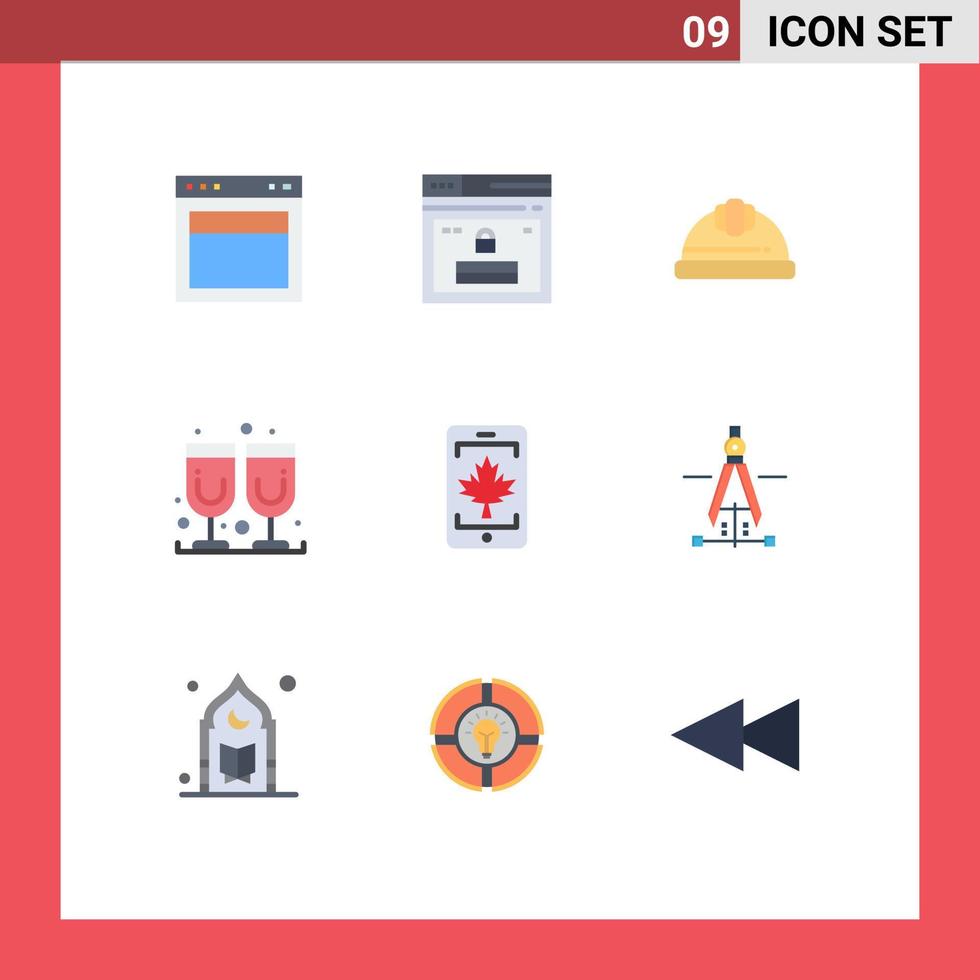 Stock Vector Icon Pack mit 9 Zeilenzeichen und Symbolen für mobile Saft-Website-Glas-Hardcap-editierbare Vektordesign-Elemente
