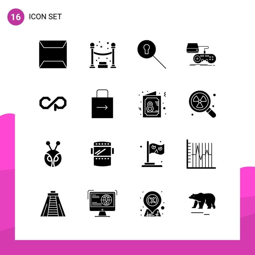 Glyphen-Icon-Set-Paket mit 16 soliden Icons isoliert auf weißem Hintergrund für responsives Website-Design, Print- und mobile Anwendungen vektor