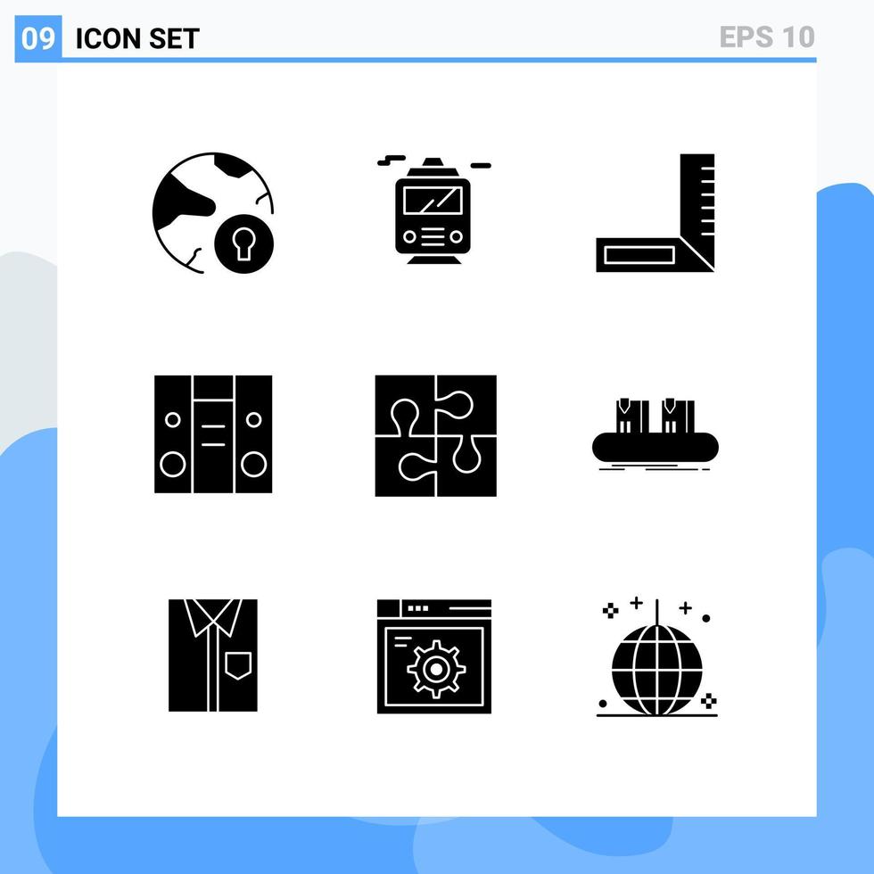 Stock Vector Icon Pack mit 9 Zeilen Zeichen und Symbolen für Lösungsstück Carpenter Part Center editierbare Vektordesign-Elemente