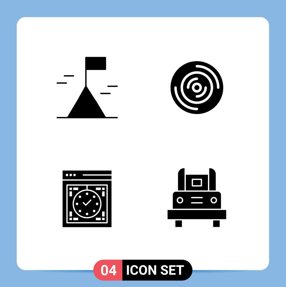 uppsättning av 4 modern ui ikoner symboler tecken för äventyr enhet skiva CD webb redigerbar vektor design element