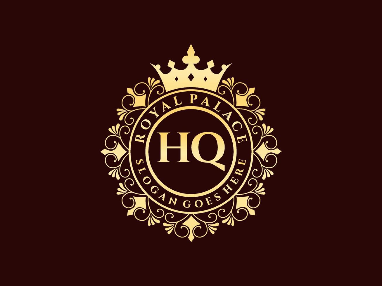 brev hq antik kunglig lyx victorian logotyp med dekorativ ram. vektor