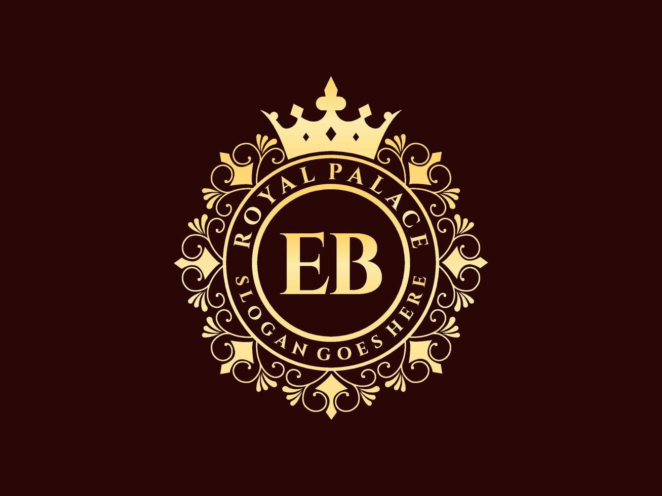 brev eb antik kunglig lyx victorian logotyp med dekorativ ram. vektor