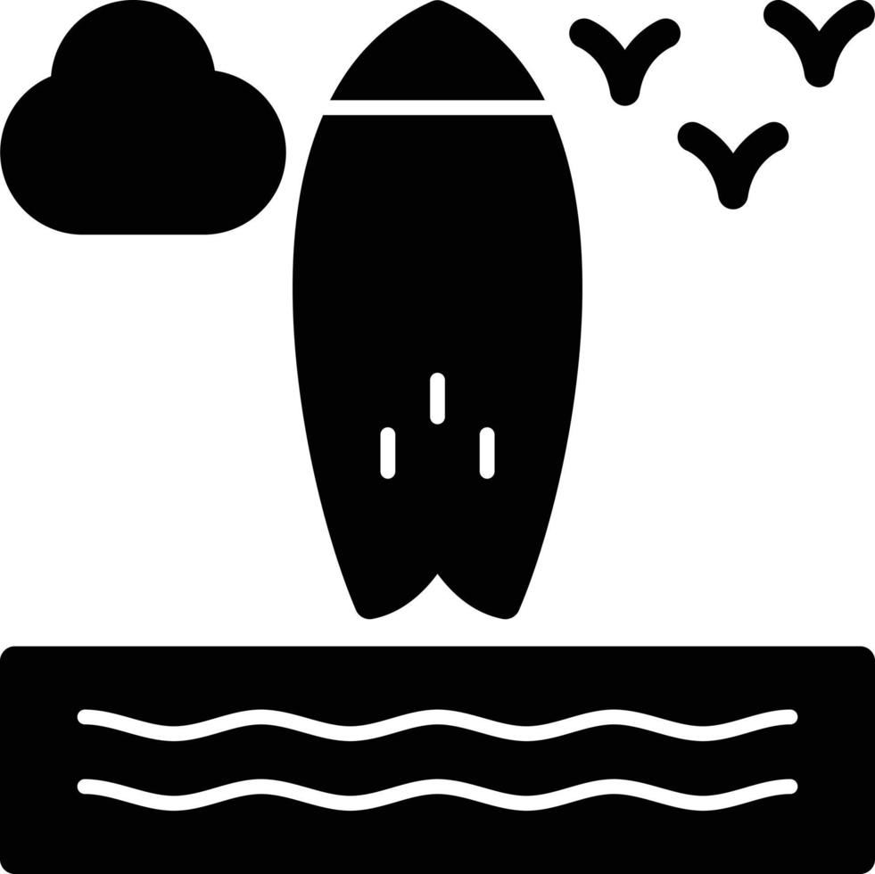 Symbol für Surfbrett-Glyphe vektor