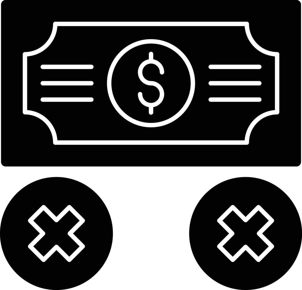 kein Geld-Glyphen-Symbol vektor