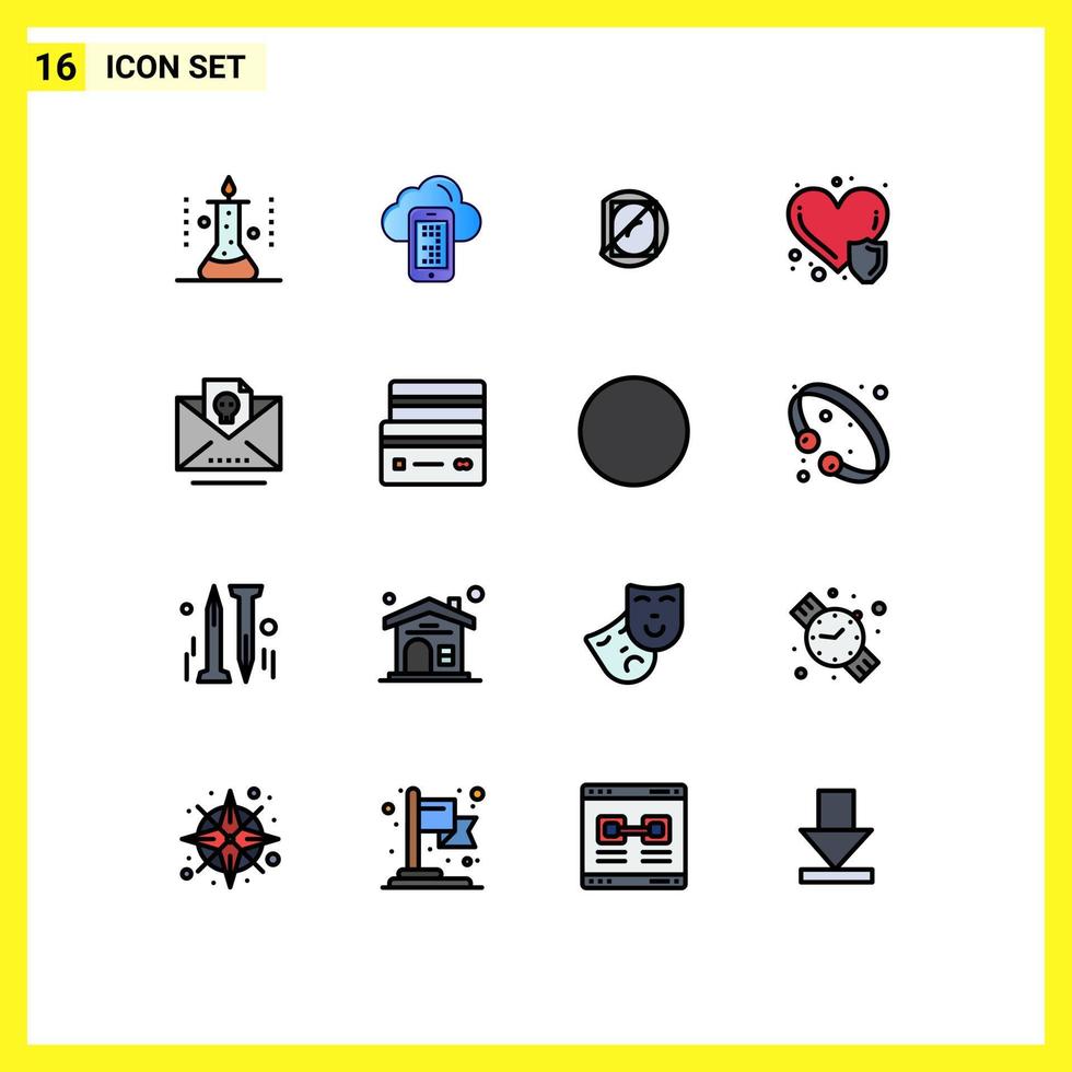 Stock Vector Icon Pack mit 16 Zeilenzeichen und Symbolen für tote Herzkrankheiten Zelle Herzpflege Wissenschaft editierbare kreative Vektordesign-Elemente