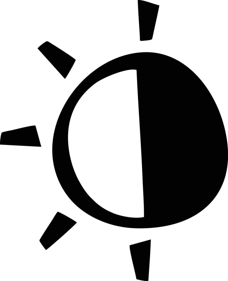 Sonnensymbol auf weißem Hintergrund, Illustration des Sonnensymbolsymbols in Schwarz auf weißem Hintergrund vektor