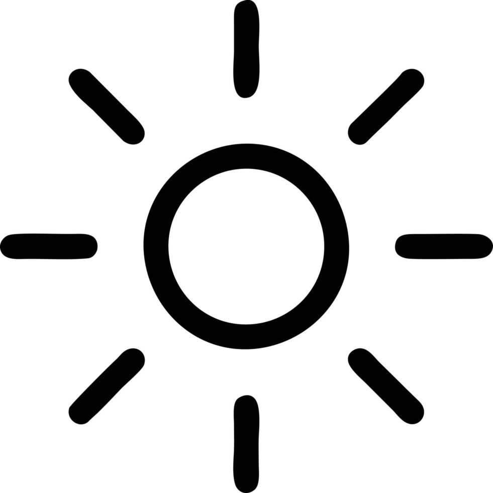 Sol ikon i vit bakgrund, illustration av Sol ikon symbol i svart på vit bakgrund vektor