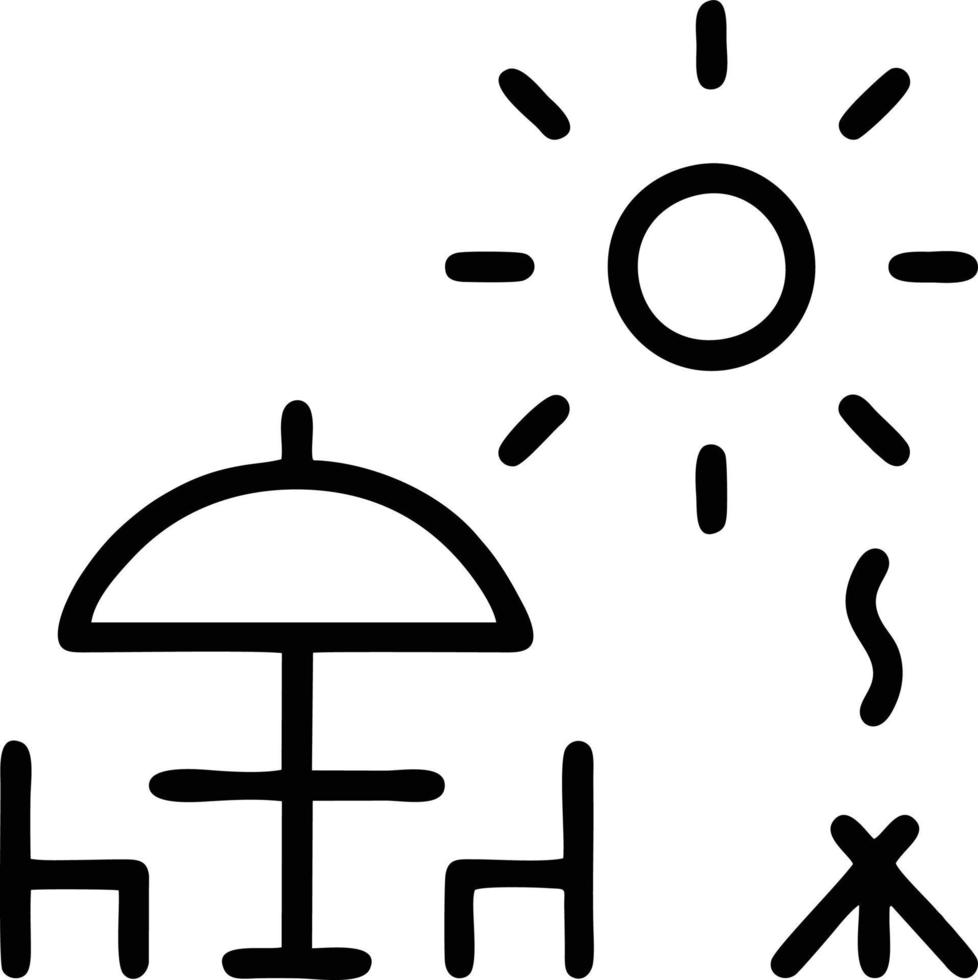 Sonnensymbol auf weißem Hintergrund, Illustration des Sonnensymbolsymbols in Schwarz auf weißem Hintergrund vektor