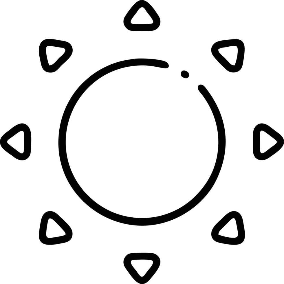 Sonnensymbol auf weißem Hintergrund, Illustration des Sonnensymbolsymbols in Schwarz auf weißem Hintergrund vektor