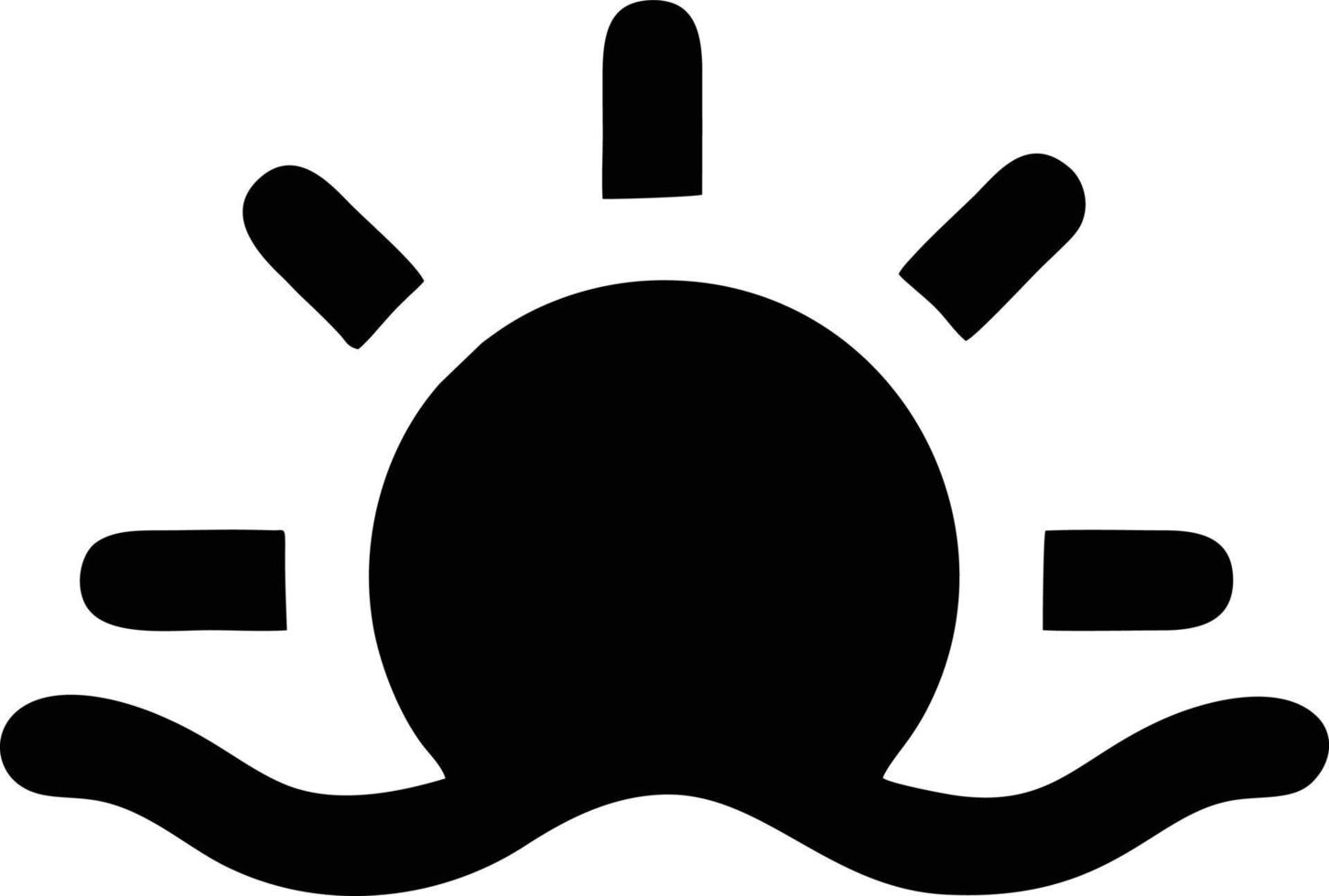 Sonnensymbol auf weißem Hintergrund, Illustration des Sonnensymbolsymbols in Schwarz auf weißem Hintergrund vektor