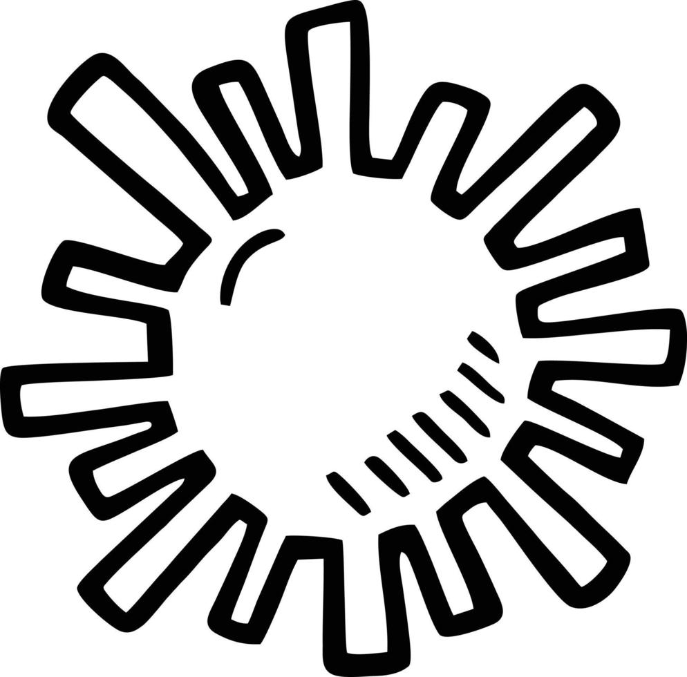 Sonnensymbol auf weißem Hintergrund, Illustration des Sonnensymbolsymbols in Schwarz auf weißem Hintergrund vektor