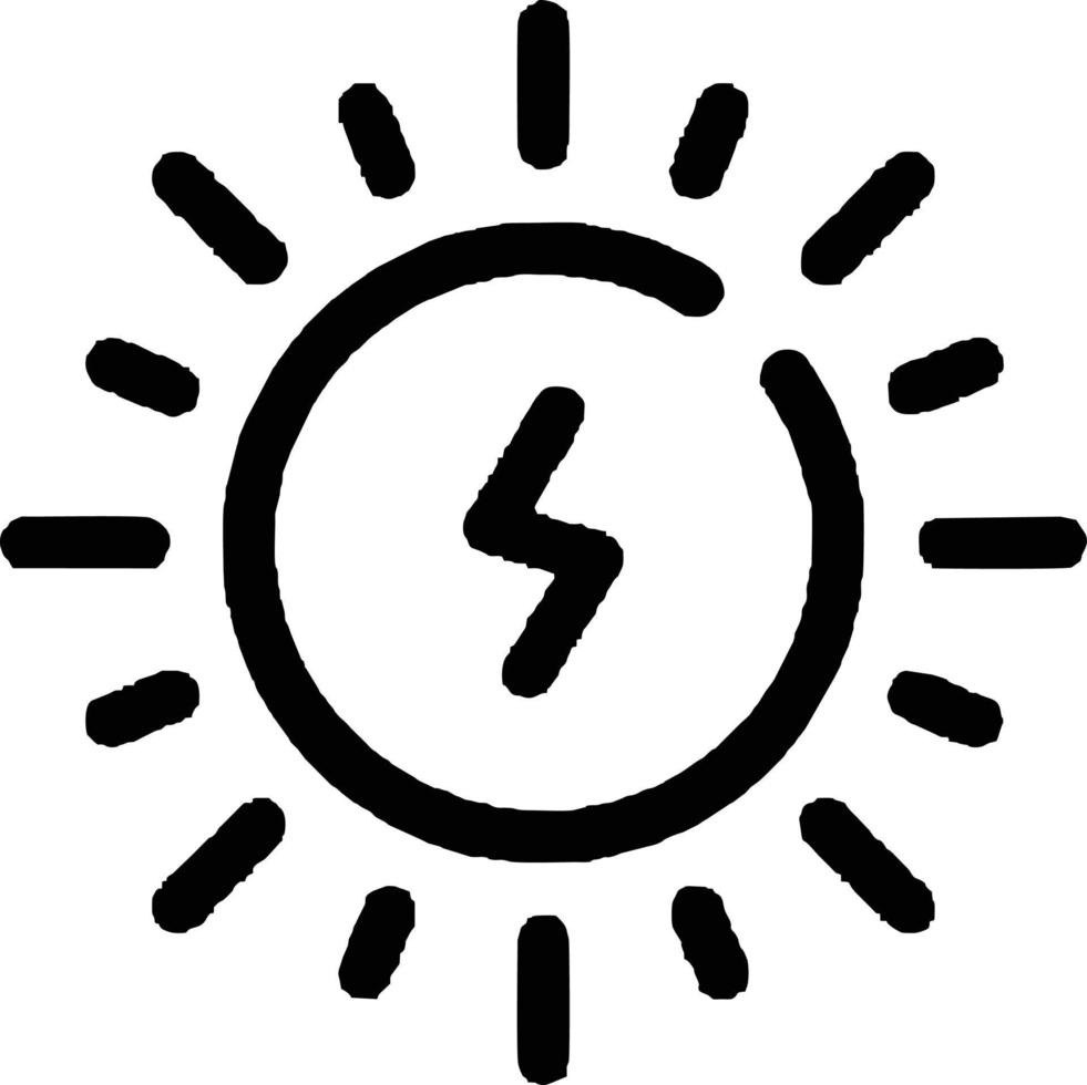 Sonnensymbol auf weißem Hintergrund, Illustration des Sonnensymbolsymbols in Schwarz auf weißem Hintergrund vektor