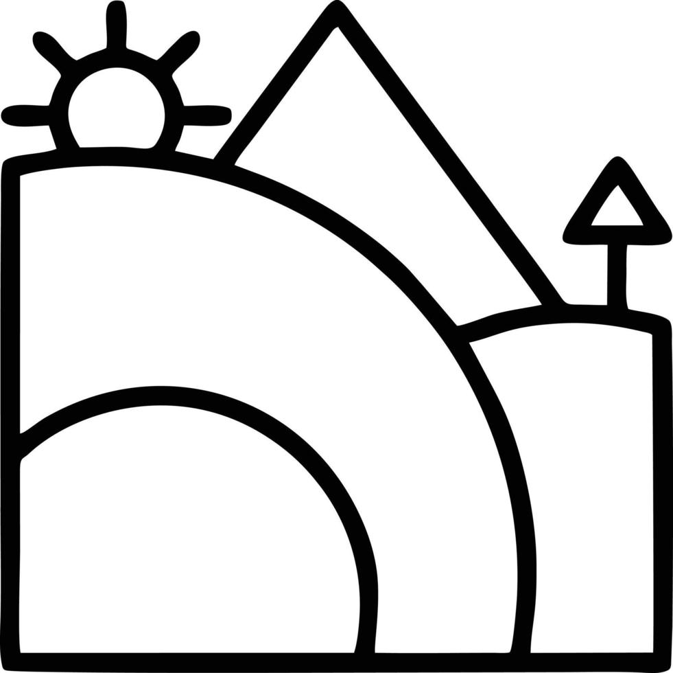 Sonnensymbol auf weißem Hintergrund, Illustration des Sonnensymbolsymbols in Schwarz auf weißem Hintergrund vektor