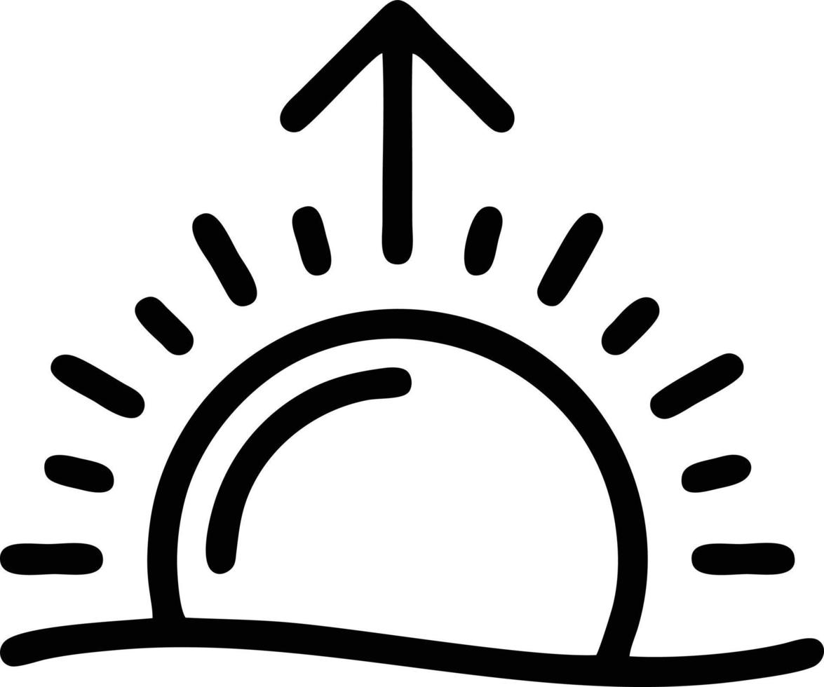 Sonnensymbol auf weißem Hintergrund, Illustration des Sonnensymbolsymbols in Schwarz auf weißem Hintergrund vektor