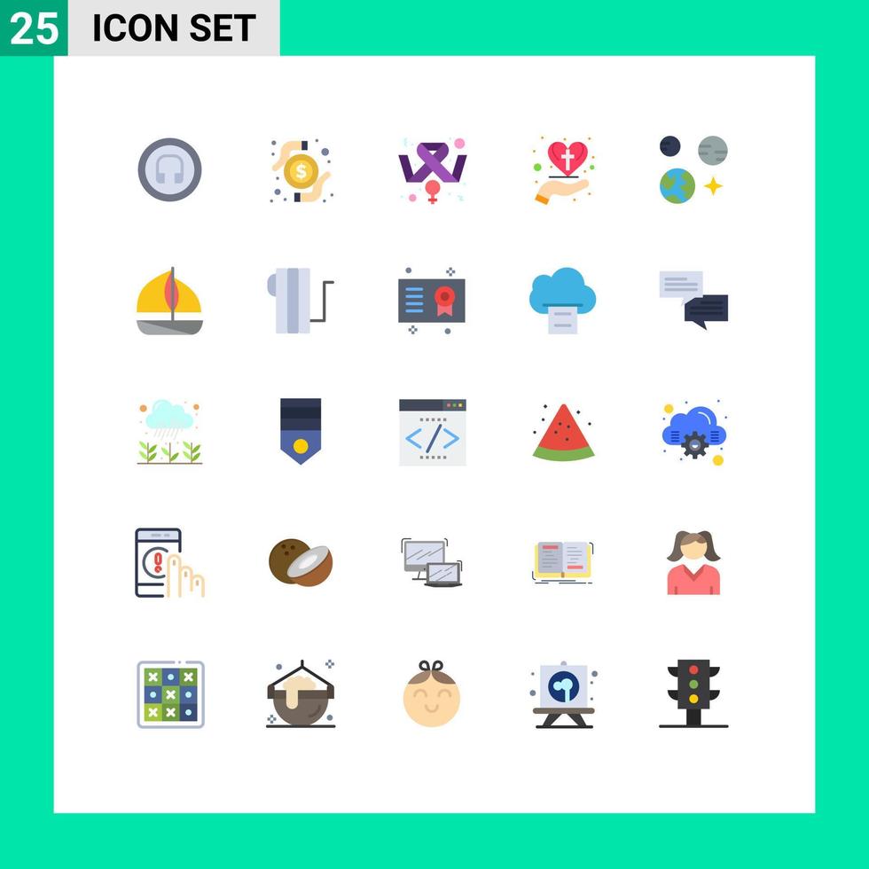 redigerbar vektor linje packa av 25 enkel platt färger av planet kristen medvetenhet firande hand redigerbar vektor design element