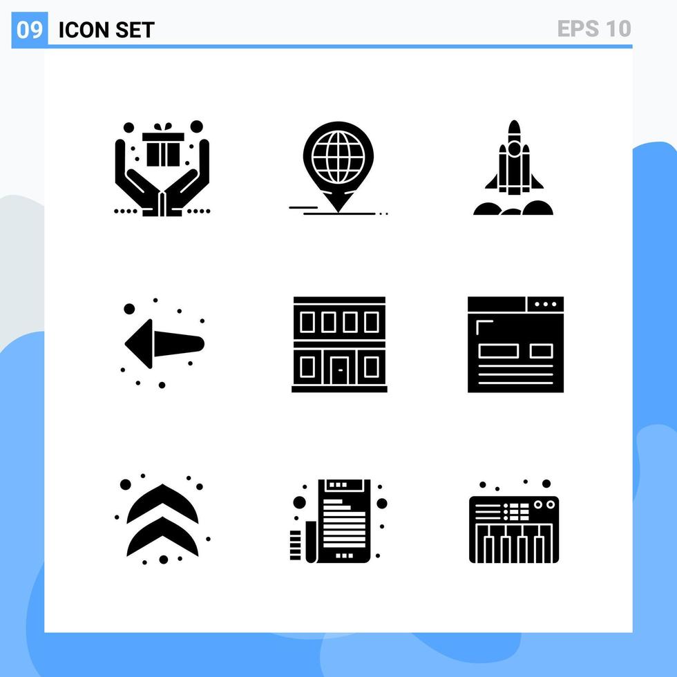 modern 9 fast stil ikoner glyf symboler för allmän använda sig av kreativ fast ikon tecken isolerat på vit bakgrund 9 ikoner packa vektor