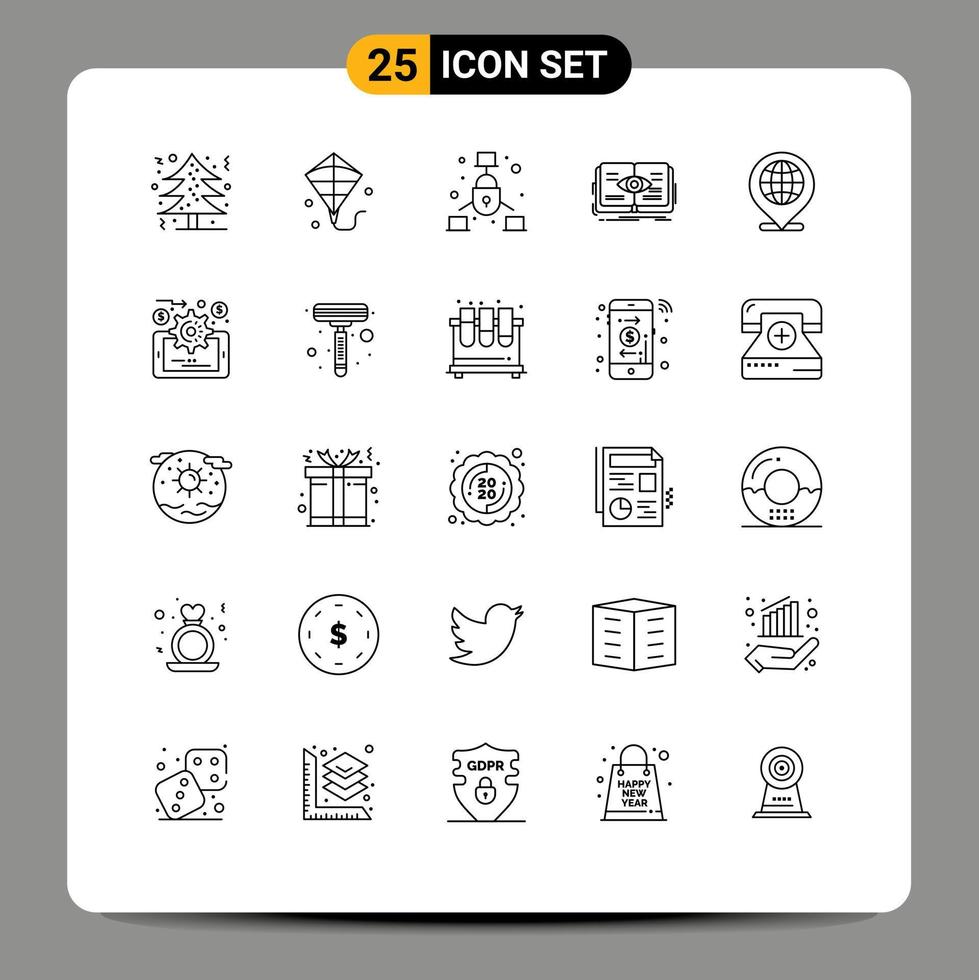 packa av 25 modern rader tecken och symboler för webb skriva ut media sådan som klot tillväxt internet se bok redigerbar vektor design element