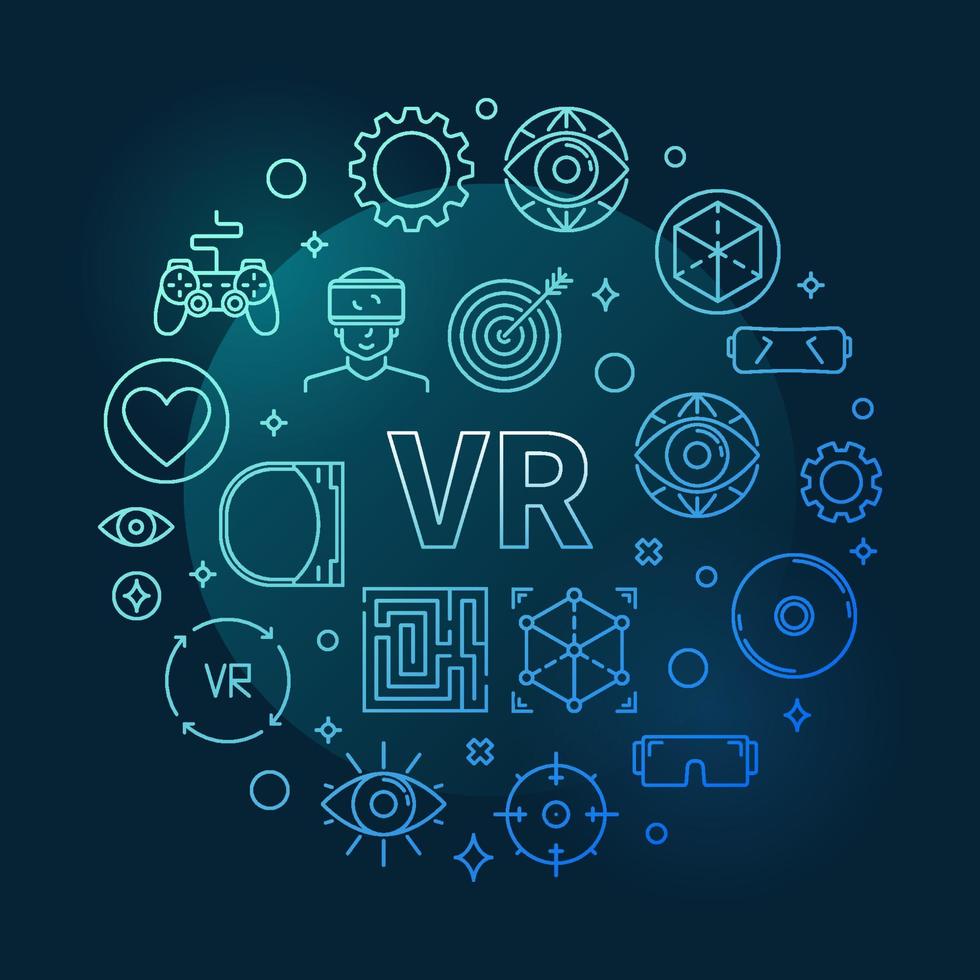 vektor vr konzept runde blaue umrissillustration