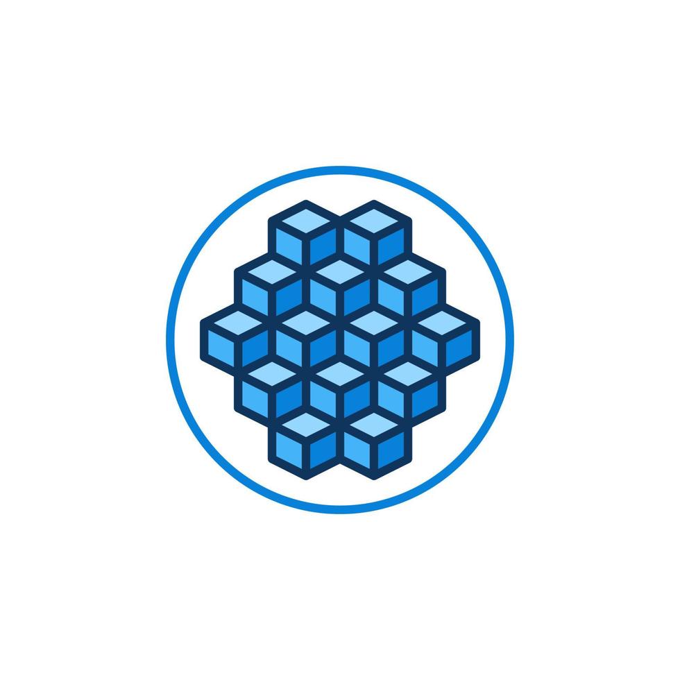 cirkel med blockchain block vektor begrepp blå ikon eller blockkedja runda symbol