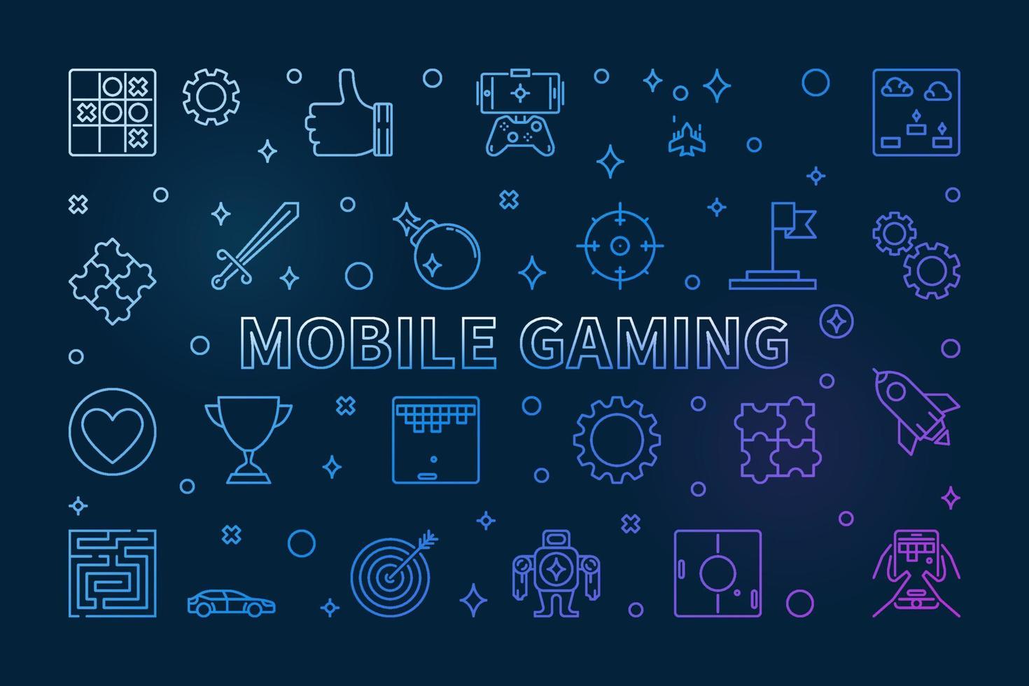 bunte umrissillustration des mobilen gaming-vektorkonzepts vektor