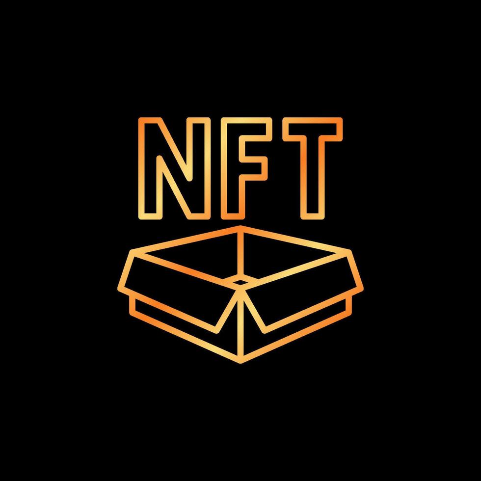 nft Cardbox Umriss Vektorkonzept goldenes Symbol oder Zeichen vektor