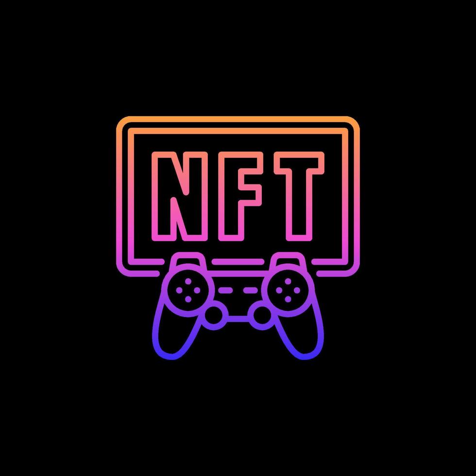 gamepad und nft umranden farbiges gaming-symbol. Vektor nicht fungibles Gaming-Token-Zeichen