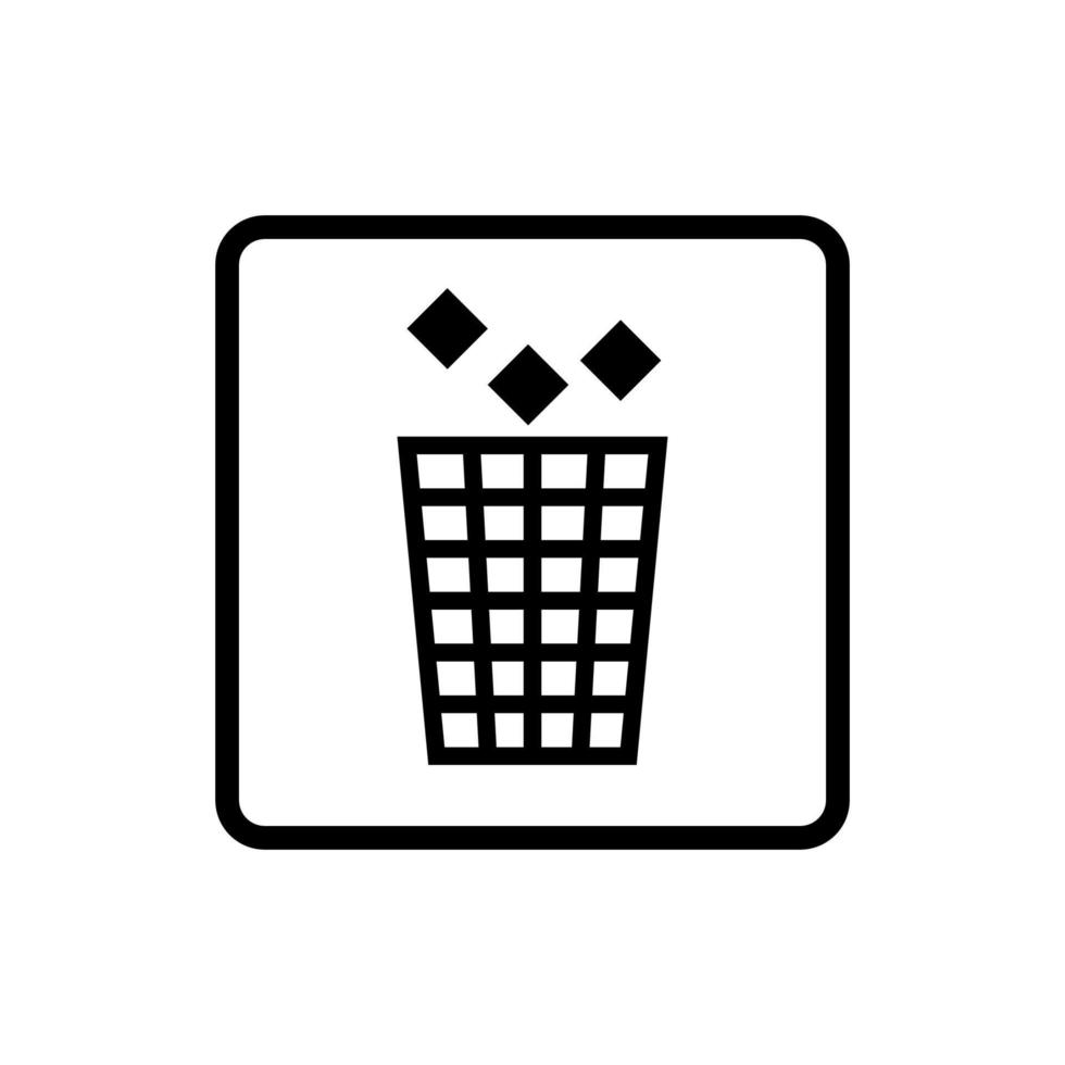 Vektor-Illustration von Mülleimer-Symbol und Müll an seiner Stelle werfen vektor