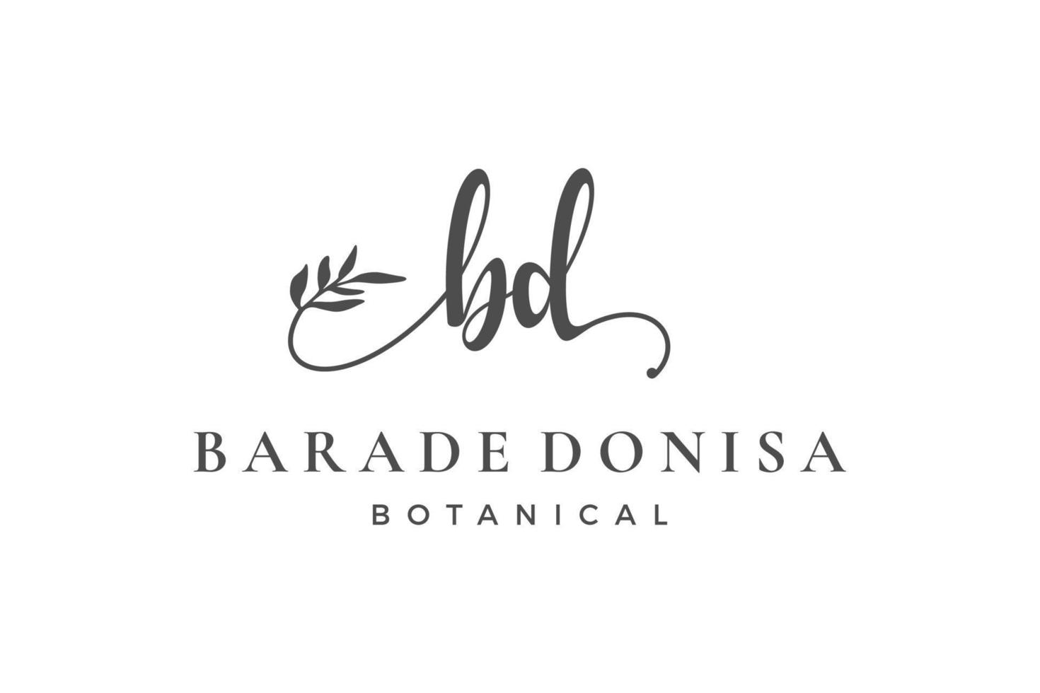 anfangsbuchstabe bd b logo blume, blatt und schönheit. Sammlung von floralen und botanischen Designvorlagen vektor