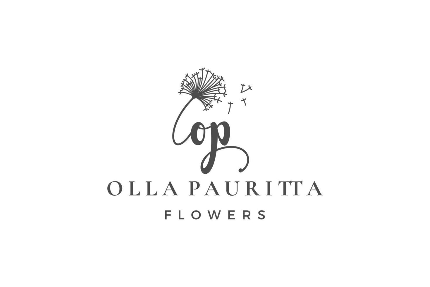 första brev op o logotyp blomma, blad och skönhet. blommig och botanisk design mall samling vektor
