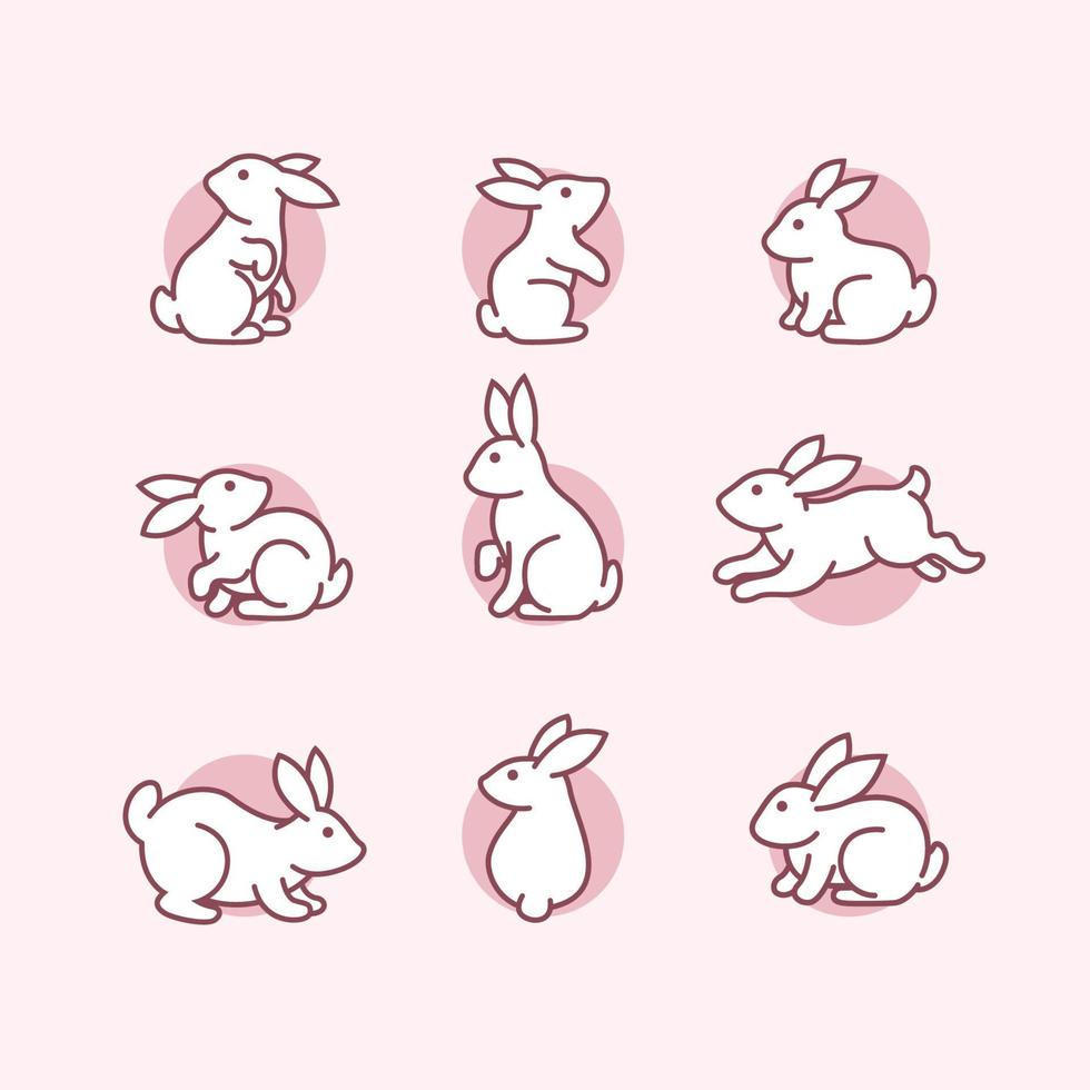 niedliche Kaninchen-Icon-Sammlung vektor