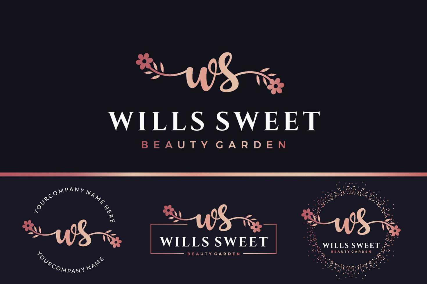 första brev ws w logotyp blomma, blad och skönhet. blommig och botanisk design mall samling vektor