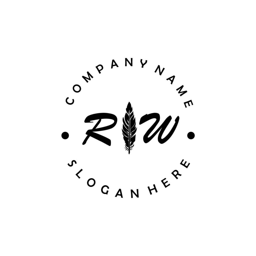 första rw brev logotyp elegant företag varumärke lyx vektor