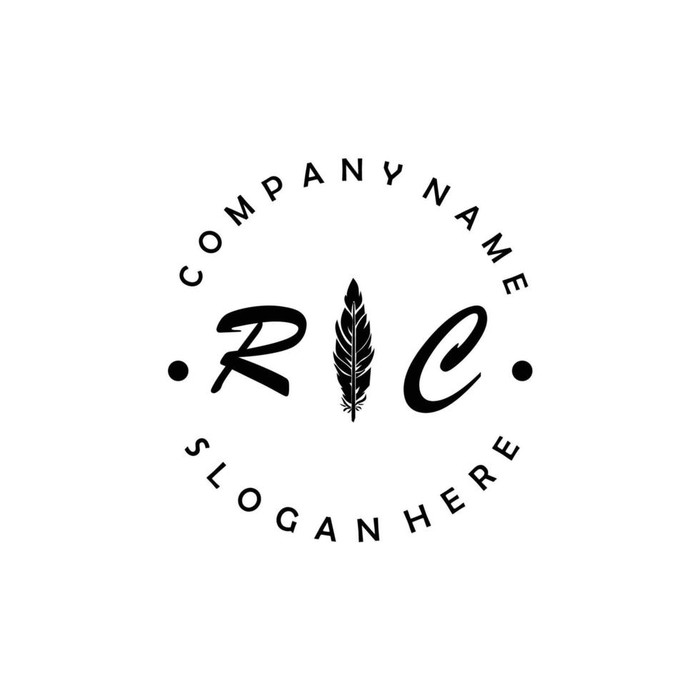 första rc brev logotyp elegant företag varumärke lyx vektor