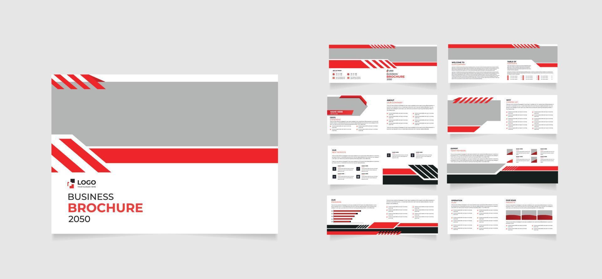 Landschaft 16 Seiten geometrische Geschäftsbroschüre mit modernem abstraktem Design Marketing, Druck, Jahresbericht und Geschäftspräsentationen vektor