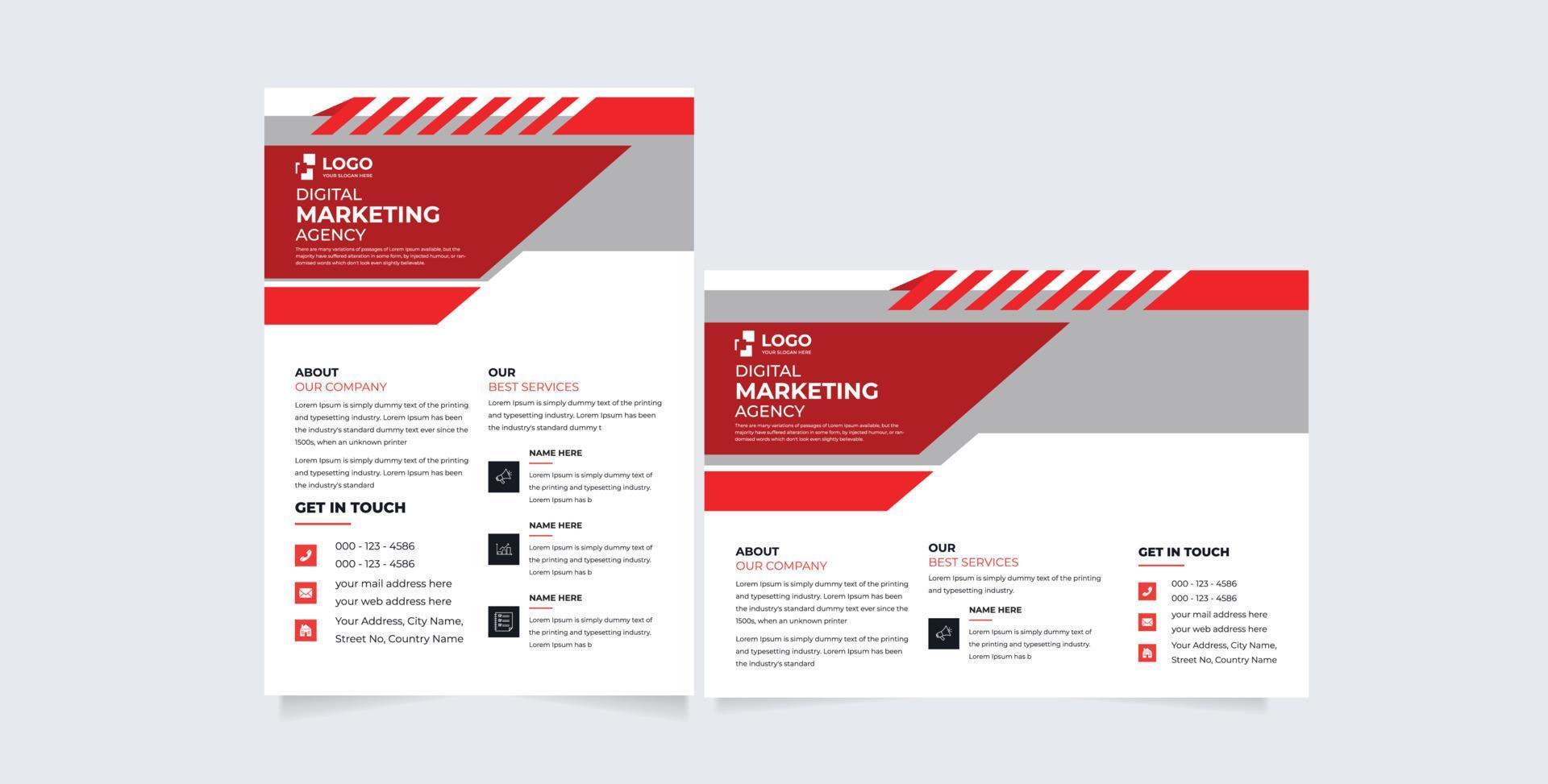 Corporate Business Flyer Template Design Set mit blauer, gelber, rosa und grüner Farbe. Flyer für digitale Marketingagenturen, Unternehmensmarketing vektor