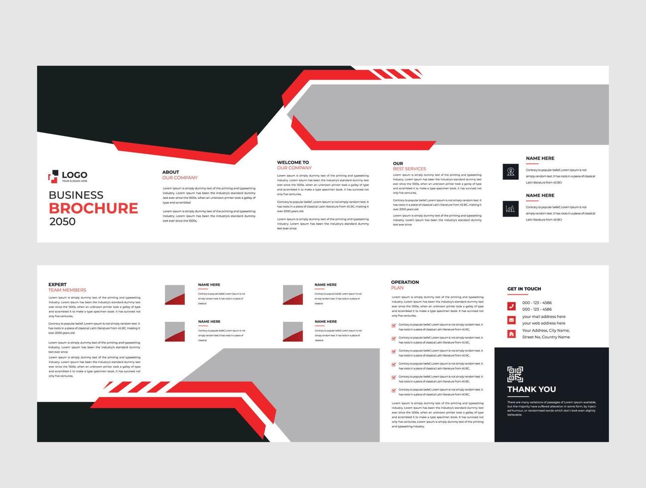 fünffache kreative Geschäftsbroschüre mit modernem abstraktem Design. Verwenden Sie es für Geschäftspräsentationen vektor