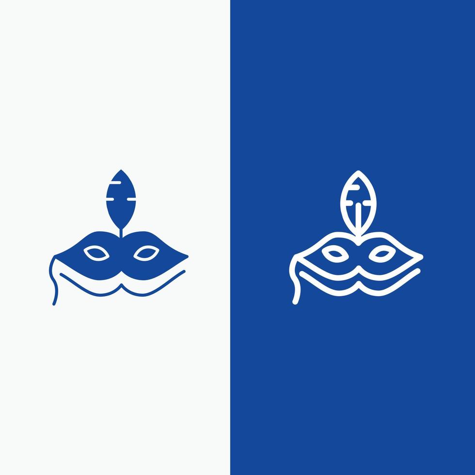 Maskenkostüm venezianische Madrigale Linie und Glyphe festes Symbol blaues Banner vektor