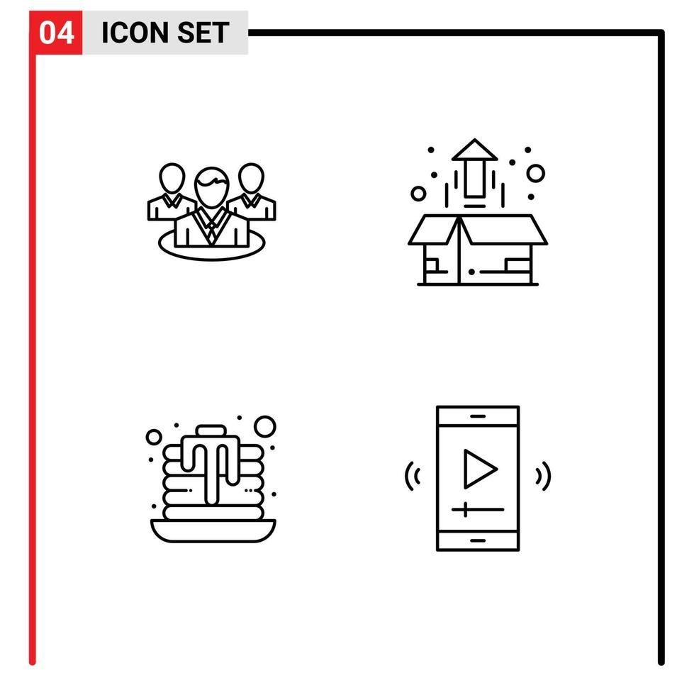 packa av 4 modern fylld linje platt färger tecken och symboler för webb skriva ut media sådan som grupp efterrätt konversation marknadsföra ljuv redigerbar vektor design element